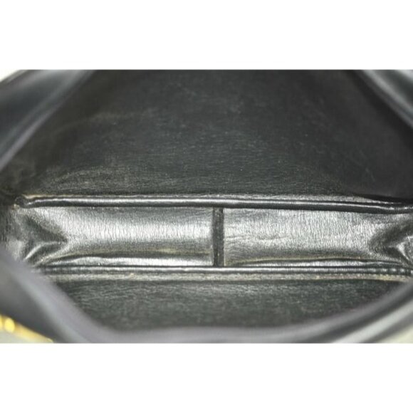 Retro Dior Black Leather 2-way Shoulder Bag or Clutch w Gold Accents - Picture 3 of 11